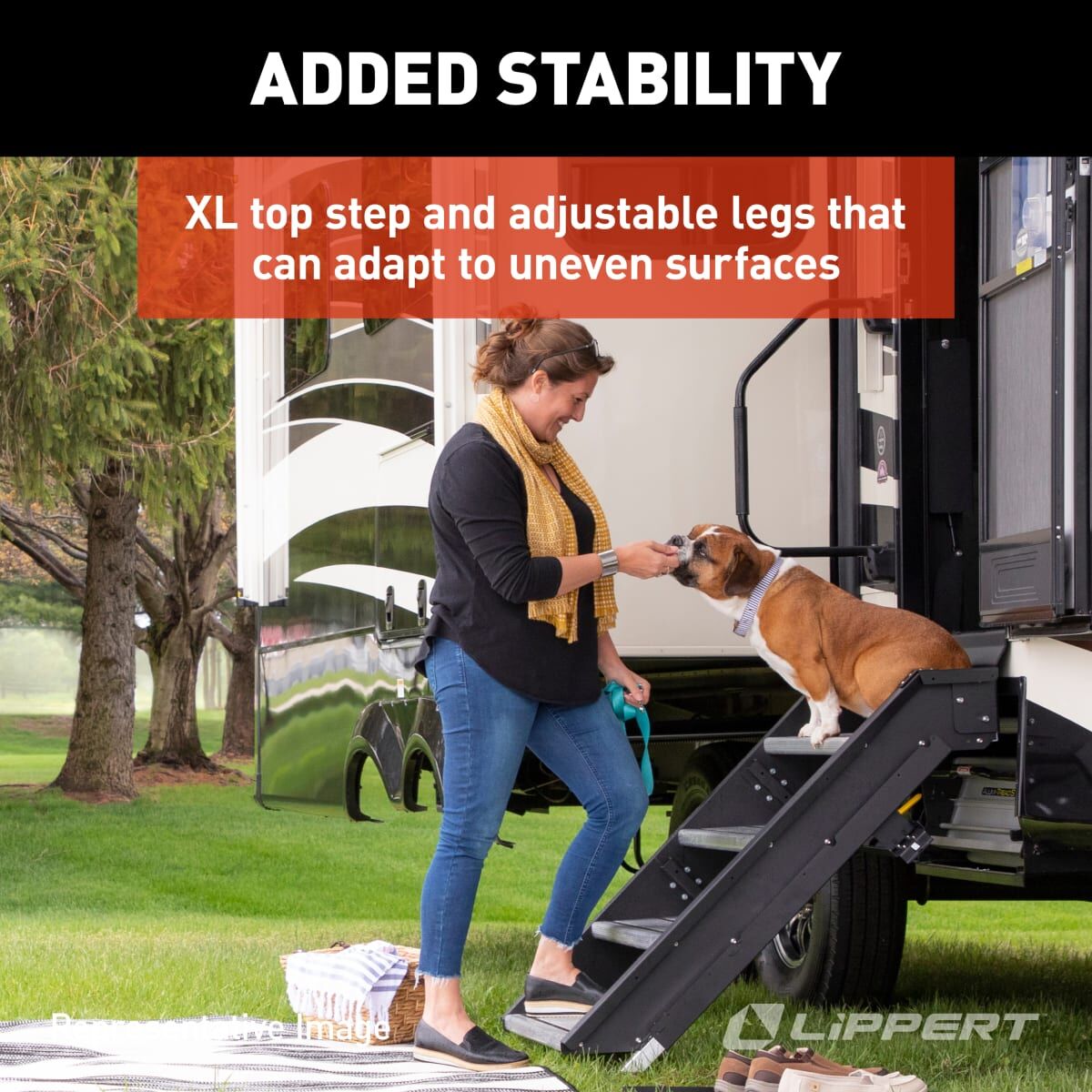 Lippert Entry Step, SolidStep  3.0, 4 Manual Fold-Up Steps, With 8 in Rise - 791575