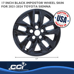 Coast2Coast Wheel Skin, 17 in, 10 Spokes, Gloss Black, Set Of 4 - IMP478BLK