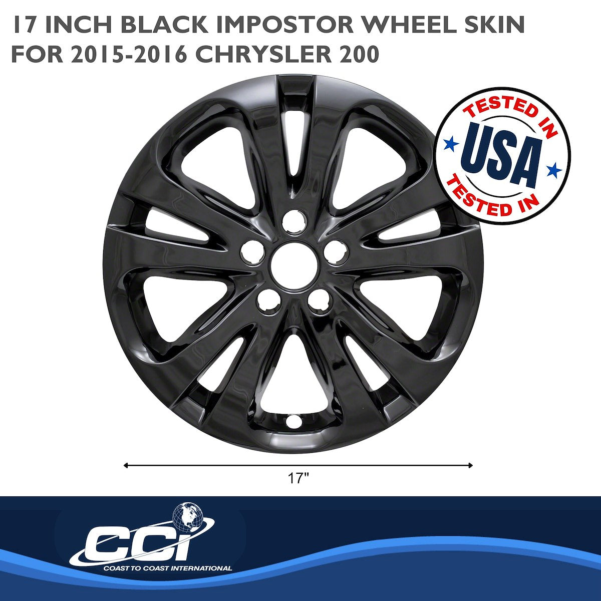 Coast2Coast Wheel Skin, 17 in, 5 Split Spokes, Gloss Black, Set Of 4 - IWCIMP388BLK