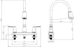Phoenix Products Faucet, 59 in Length Pull Down Spout, 2 Brushed Nickel Lever Handles, 3 Hole Application - PF221404