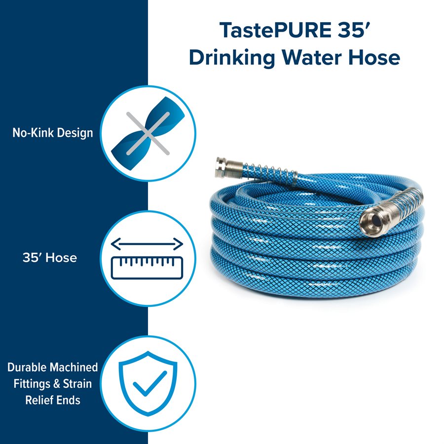 Camco Fresh Water Hose, 5/8 in Internal Diameter, 35 ft Length, 100 PSI Working Pressure - 22843