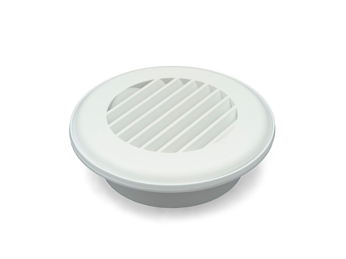 B&B Molders Heating/Cooling Register, 4-3/4 in Diameter Cutout Dimension x 1-1/2 in Collar Depth, Polar White, B&B Cross Reference CG150DPW-A - 94273