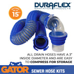 Duraflex Sewer Hose, 15 ft Extended Length, 57 in Compressed Length, 3 in Diameter - 22005