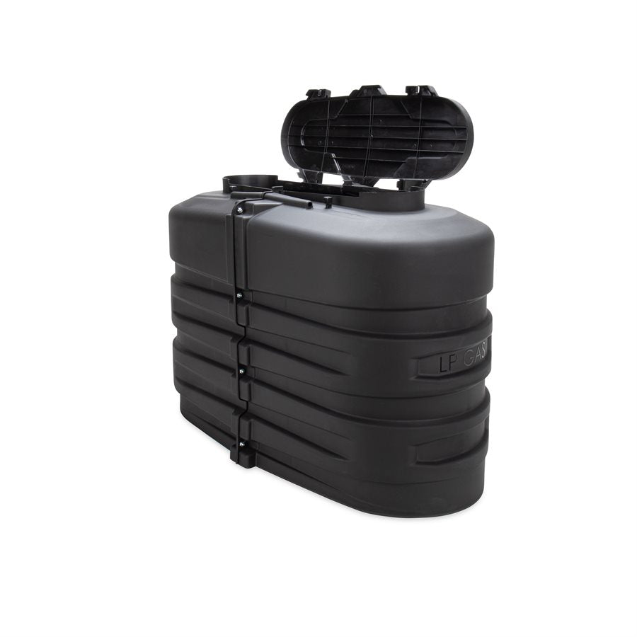 Camco Propane Tank Cover, For Dual 30 lb Tanks While Mounted, Black, 29-1/2 in Width x 26-1/4 in Height x 15-1/2 in Depth - 50512