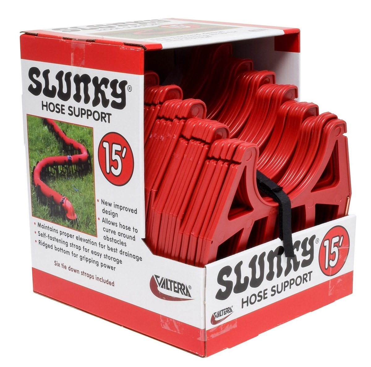 Valterra Sewer Hose Support, 15 ft Length, 4-1/2 in Sewer End Height x 7-1/4 in RV End Height, Red - S1500R