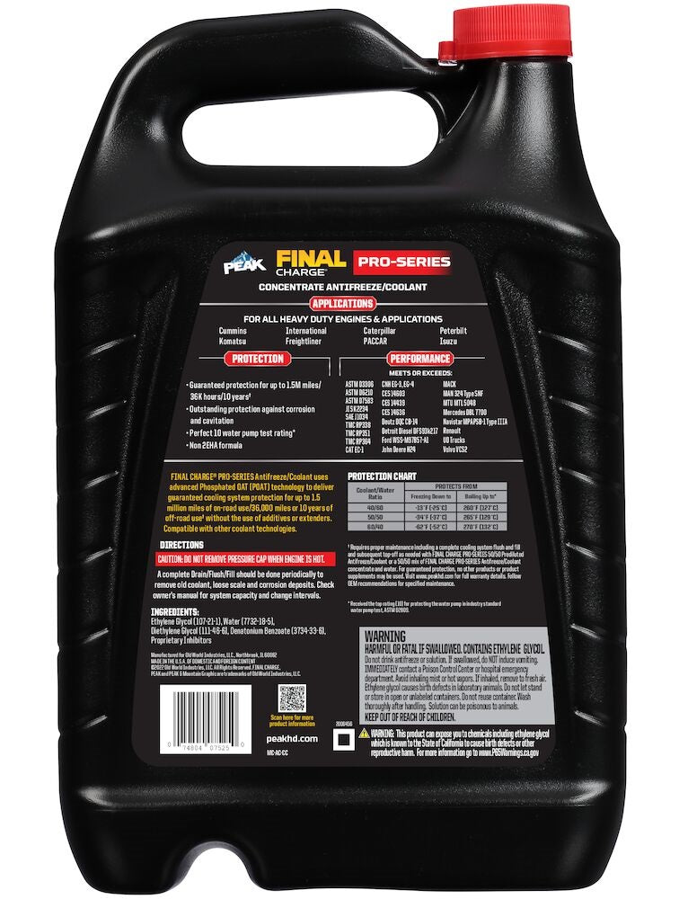 Peak Engine Coolant, Final Charge Pro Series, 10 Year Service life, 1 gal Jug - FPR0B3