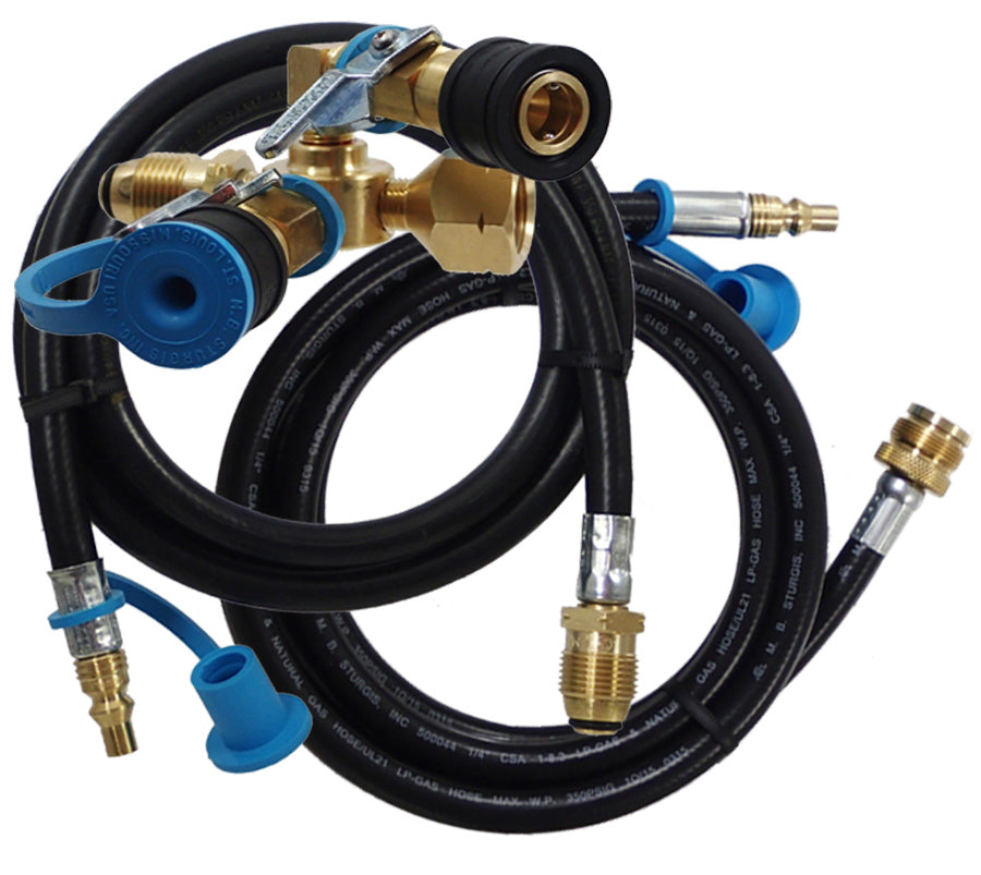 MB Sturgis Propane Adapter Fitting, Brass, With 72 in Length Propane Hose, POL x 1/4 in Male Plug Ends - 103539-MBS