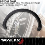 TrailFX Fender Flare, 1-1/2 in Tire Coverage, Black Smooth Paintable Finish, 3-1/4 in Flare Height, Set Of 4 - TFF3011OE