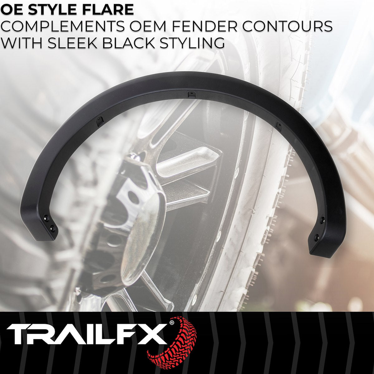 TrailFX Fender Flare, 1-1/2 in Tire Coverage, Black Smooth Paintable Finish, 3-1/4 in Flare Height, Set Of 4 - TFF3011OE