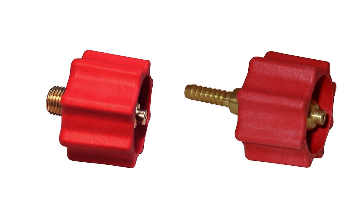 Marshall Excelsior Propane Hose Connector, 1-5/16 in Female ACME x 1/4 in MNPT, 400000 BTU/200 SCFH Air, Red - ME519