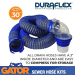 Duraflex Sewer Hose, 30 ft Extended Length, 114 in Compressed Length, 3 in Hose Diameter - 22008