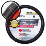 Plasticolor Steering Wheel Cover, For 14-1/2 To 15 in Wheels, Toyota Ellipes Logo And Red Contrast Stitching, Black - 006498R01