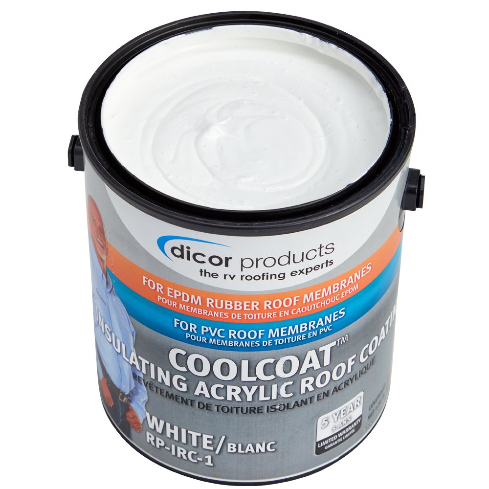 Dicor Corp. Roof Coating, 125 Square ft, With Insulating Ceramic Microcells, White - RP-IRC-1