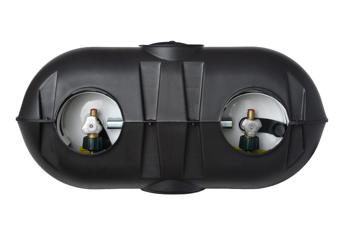 Flame King Propane Tank Cover, For Dual 20 lb Cylinder, Black, 29 in Width x 19-1/2 in Height x 14 in Depth - YSN-PCC-RV20