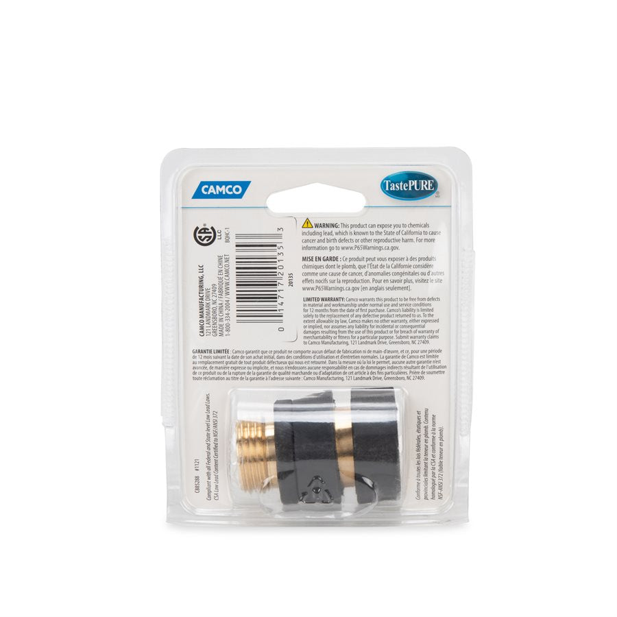 Camco Fresh Water Hose Connector, Brass, Complies With CA and VT Regulations For Brass Content - 20135