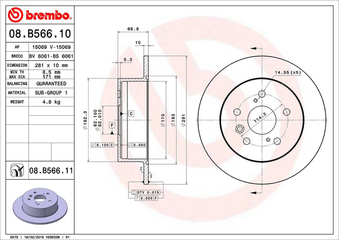 Brembo Brake Rotors 08B56611C02 product image 3