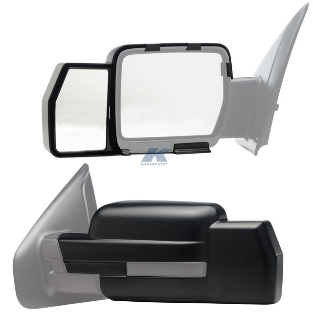 K-Source Exterior Towing Mirror, 4-5/8 in x 6 in, Extends 4-5/8 in, Black, Set of 2 - 81810