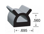 Clean Seal Slide Out Seal, 0.695 in Width x 0.56 in Thickness x 50 ft Length, Black, With 3M  Heat Activated Acrylic Foam Tape - 9187ST-50