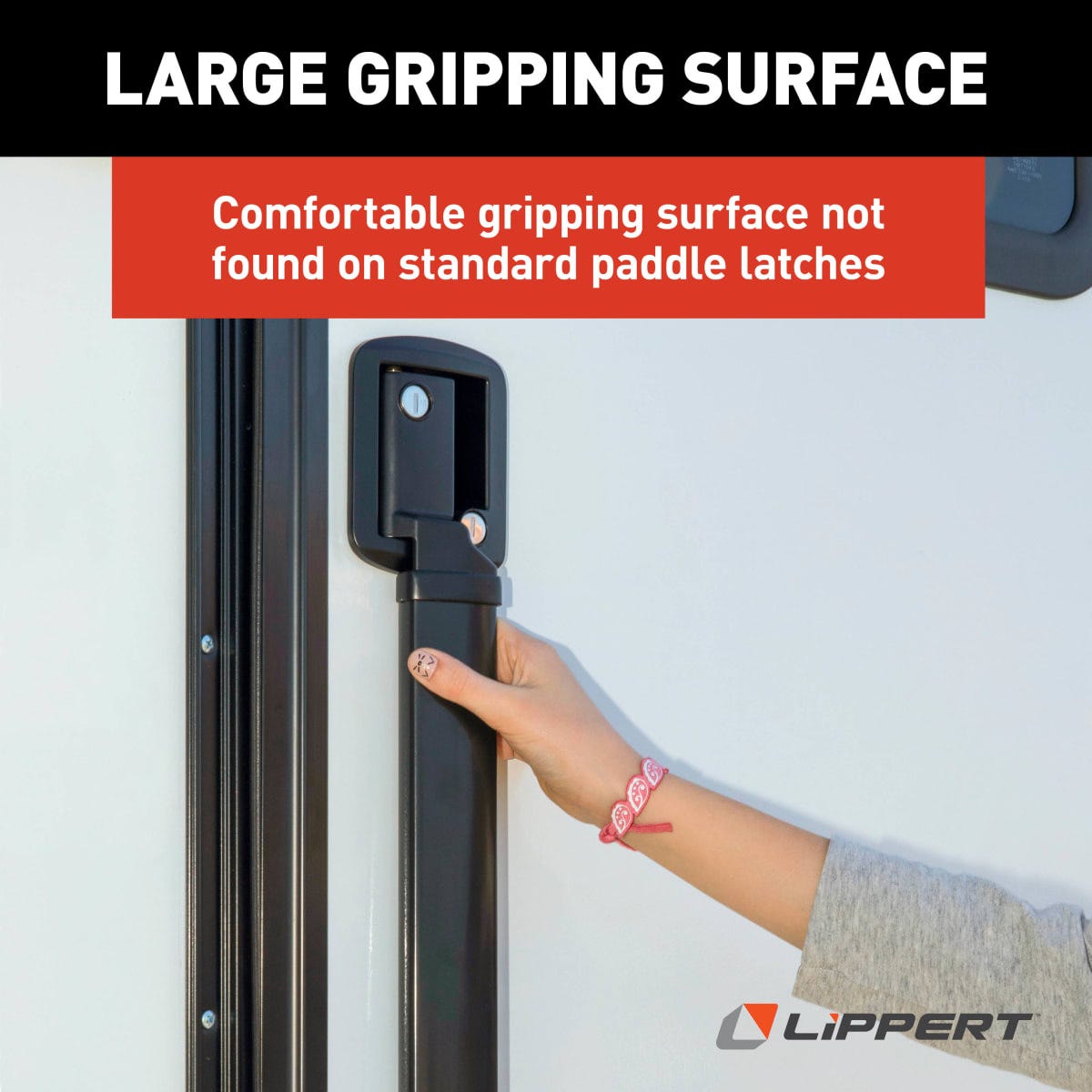 Lippert Entry Door Handle Extension, Black, Aluminum And Steel, 20 in Length x 4 in Width - 2022301969