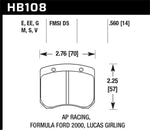 Hawk Brake Pad, High Performance Street 5.0, FMSI Number D961, Set Of 4 - HB180B.560