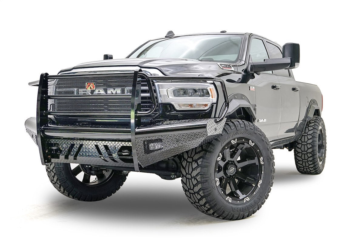 Fab Fours Bumper, Black Steel, Powder Coated Glossy Black 14 Gauge Steel Tread - DR19-S4460-1