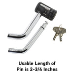 Master Lock Starter Sentry Trailer Hitch Pin, Fits 1/2 in Diameter And 5/8 in Diameter, 3 in Length, 4 Pin Tumbler Mechanism Resists Picking - 2866DAT