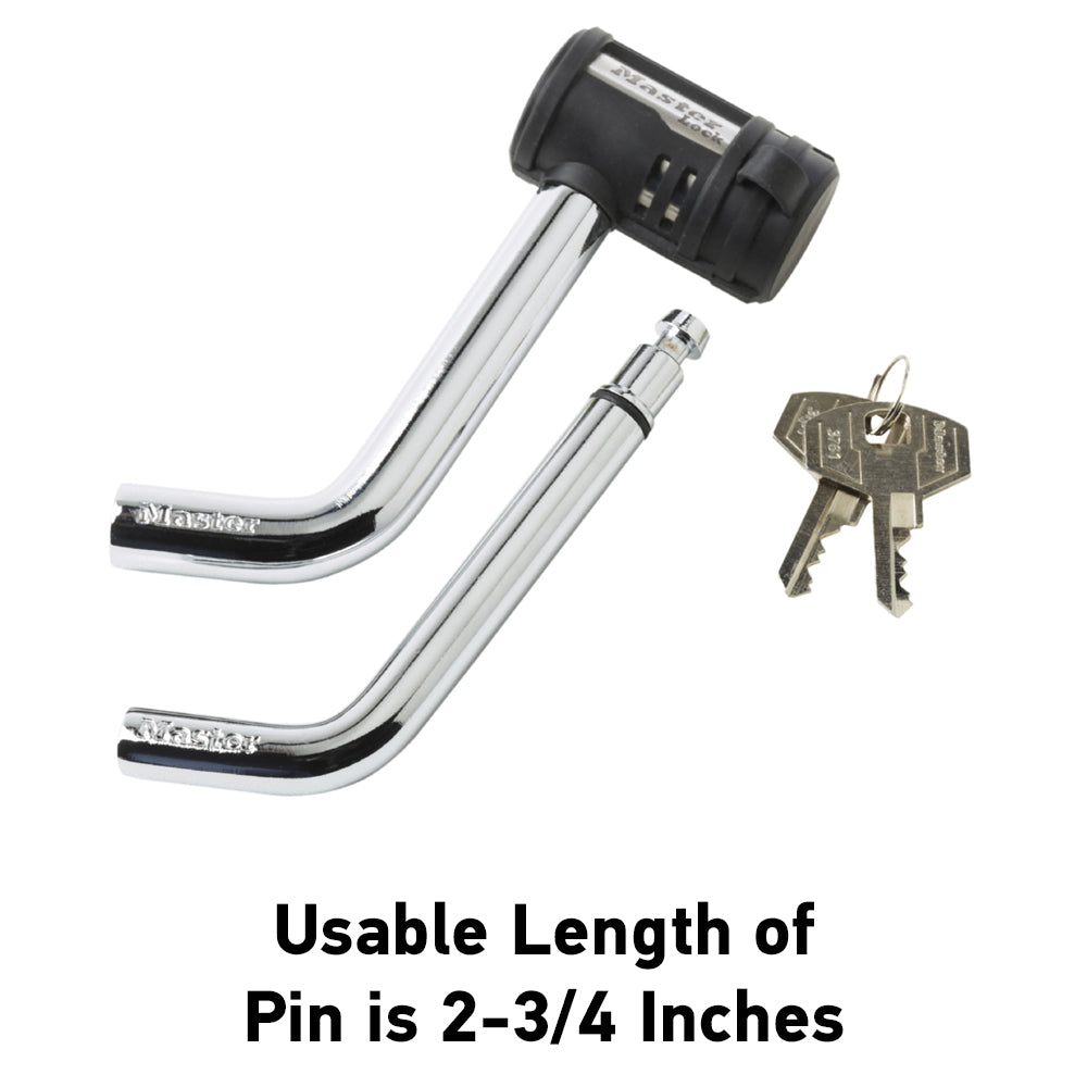 Master Lock Starter Sentry Trailer Hitch Pin, Fits 1/2 in Diameter And 5/8 in Diameter, 3 in Length, 4 Pin Tumbler Mechanism Resists Picking - 2866DAT
