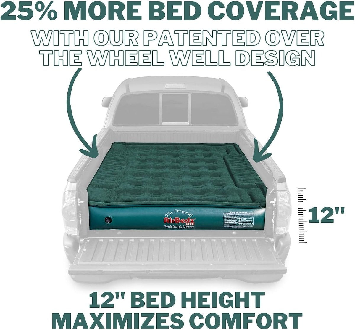 AirBedz by Pittman Outdoors Truck Bed Air Mattress, 72 in Length X 55 in Width X 12 in Height Inflated - PPI-PV203C