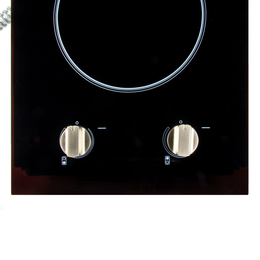 Magic Chef Stove, Black, 12 in Width x 2 in Height x 21-1/2 in Depth, 2 Burner - MCSCTE12BG2