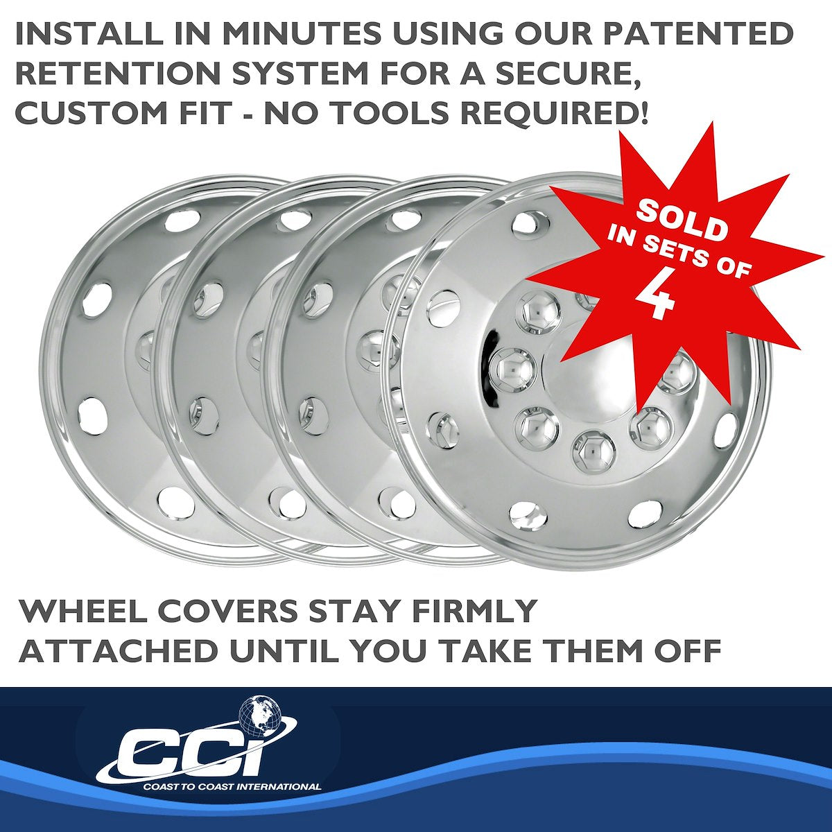 Coast2Coast Wheel Cover, 16 in, Chrome Plated, Set Of 4 - IWCAL160P