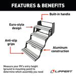 Lippert Entry Step, 4 Manual Folding Step, 24 in Width x 8-1/2 in Depth, With 8 in Rise - 432698