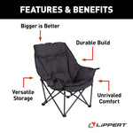 Lippert Camping Chair, 23-1/2 in Depth x 38-1/5 in Width x 39-1/2 in Height, 400 lb Weight Capacity - 2021128654