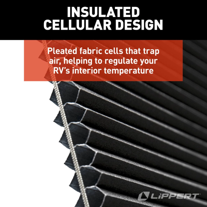 Lippert Window Shade, 11-7/8 in Width x 21-1/2 in Length, Black - 2025009147