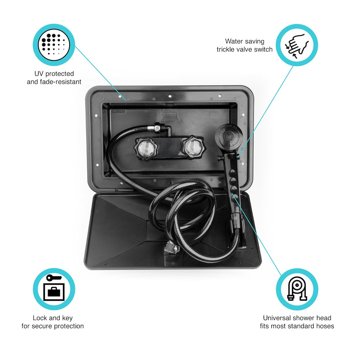Dura Faucet Exterior Shower, 11 in Width x 6 in Height, Black - DF-SA170-BK