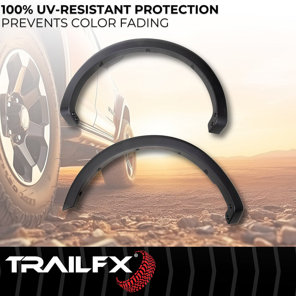 TrailFX Fender Flare, 1-1/2 in Tire Coverage, Black Smooth Paintable Finish, 3-1/4 in Flare Height, Set Of 4 - TFF3011OE