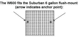 JCJ Enterprises Bug Screen - RV Appliance, For Use With Suburban 10/12/16 gal, 9-3/4 in Length x 7-3/8 in Width x 1-5/16 in Depth - W-600