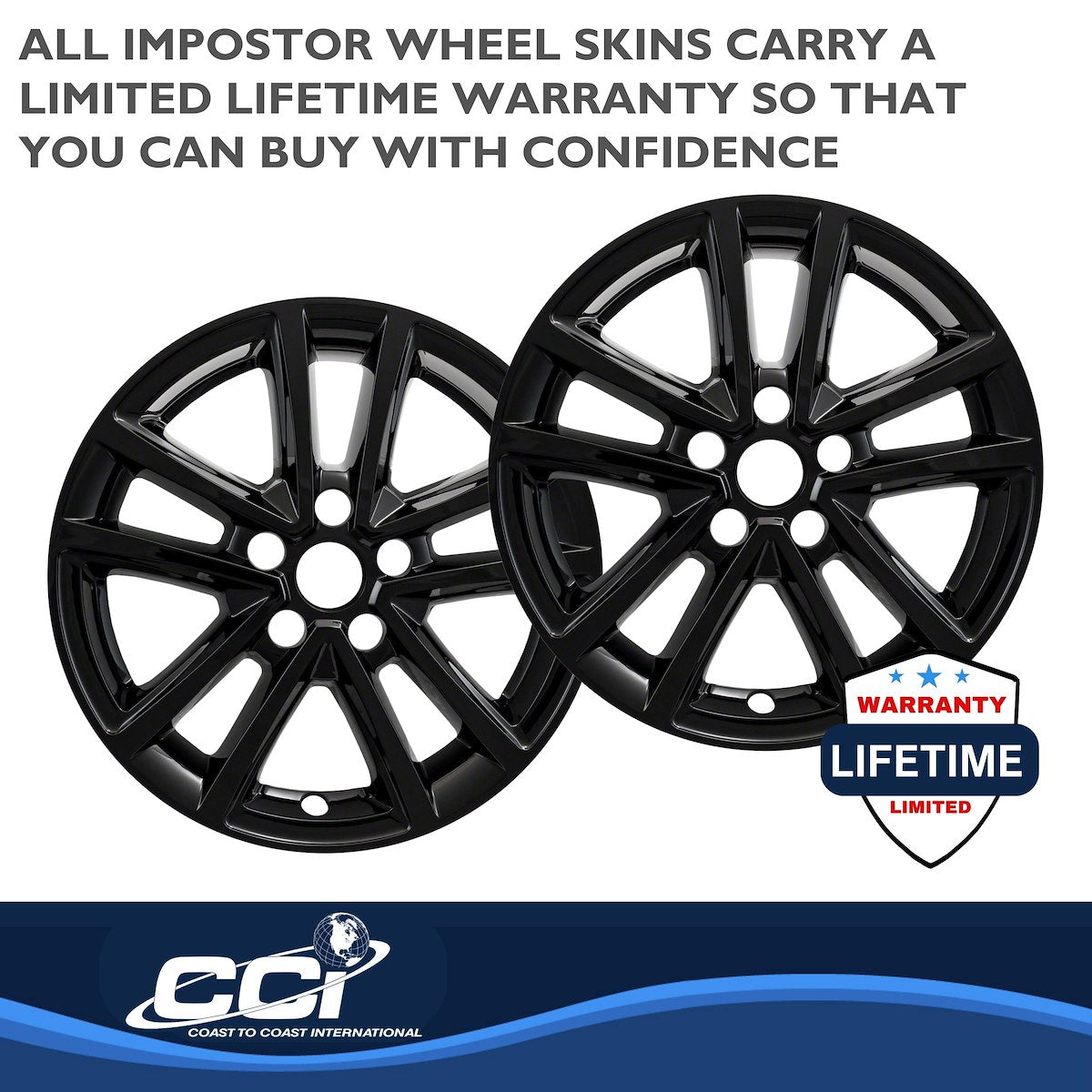 Coast2Coast Wheel Skin, 16 in, 10 Spokes, Gloss Black, Set Of 4 - IWCIMP423BLK