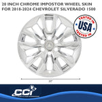 Coast2Coast Wheel Skin, 20 in, 5 Spokes, Chrome, Set Of 4 - IMP454X