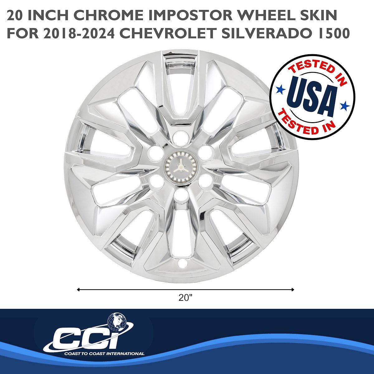 Coast2Coast Wheel Skin, 20 in, 5 Spokes, Chrome, Set Of 4 - IMP454X