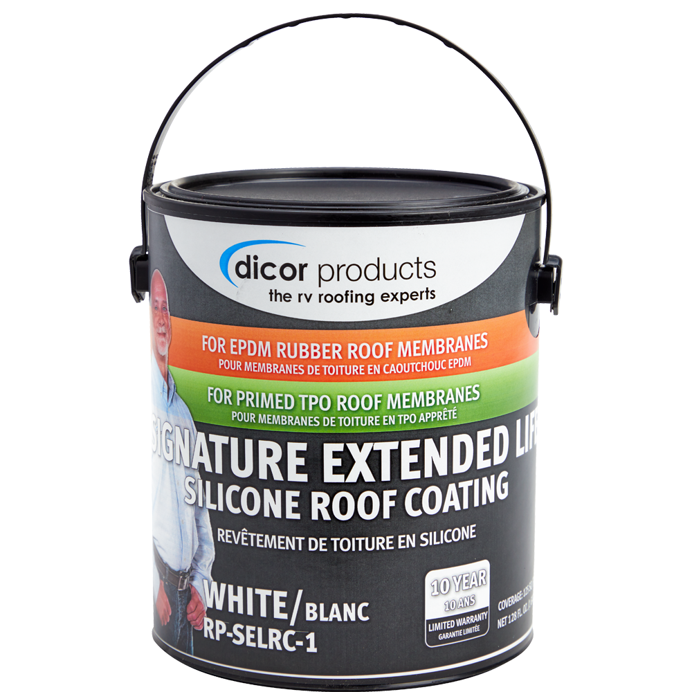 Dicor Corp. Roof Coating, Covers Up To 125 Square ft Per gal, White, 1 gal Can - RP-SELRC-1
