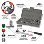 Performance Tool Socket Set, 1/4 in/3/8 in Drive, Set Of 40 - W1173