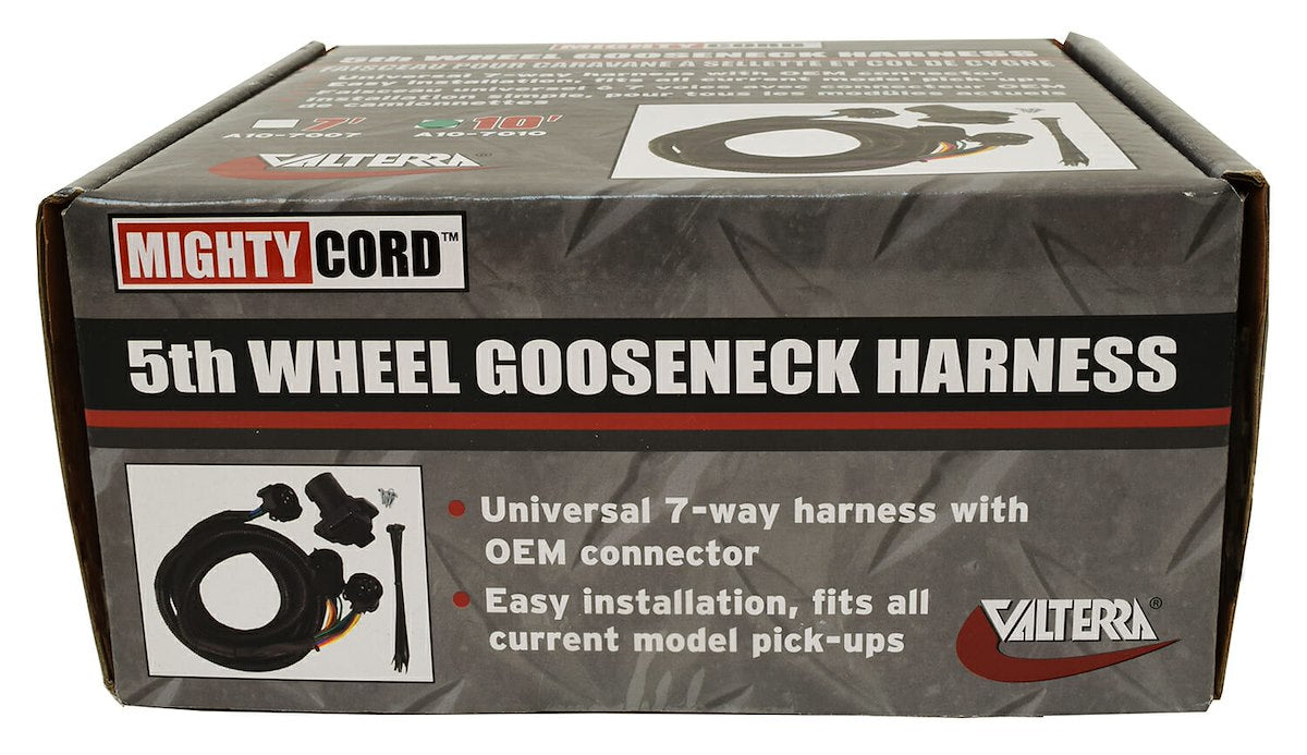 Valterra Trailer Wiring Connector, For 5th Wheel Gooseneck Trailers, 10 ft Lead Wire Length, With 7-Way OEM Connector - A10-7010