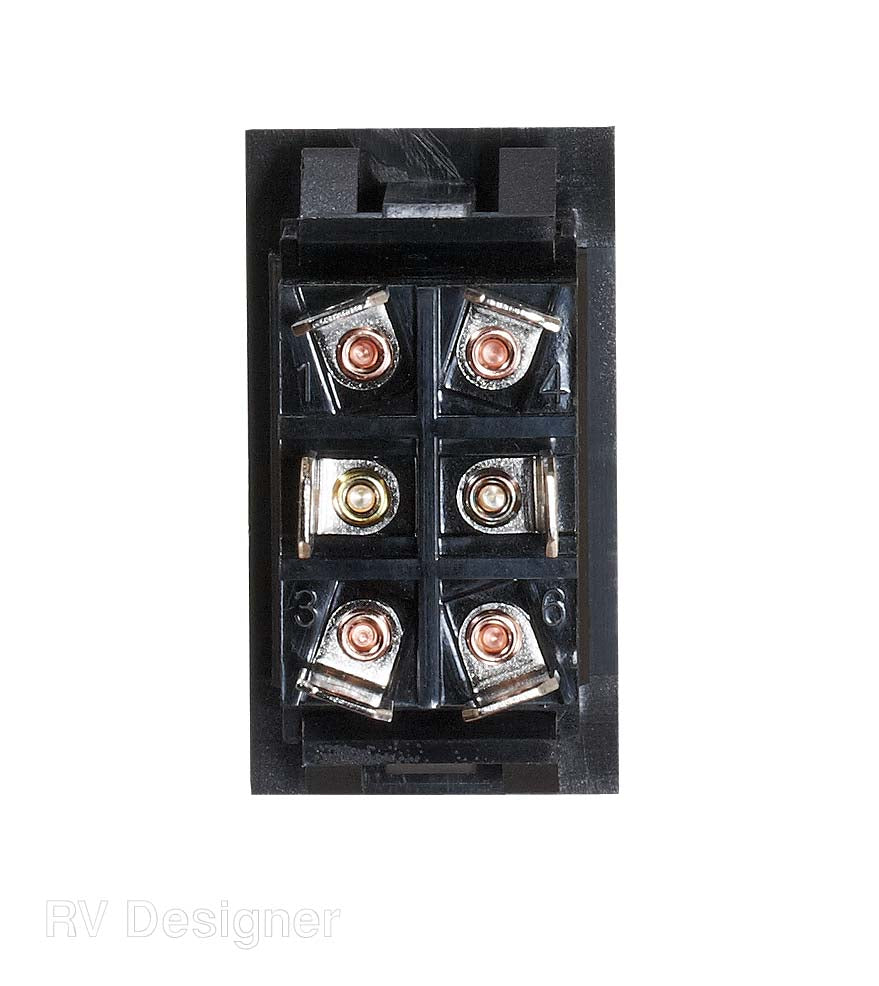 RV Designer Multi Purpose Switch, 20 amp Max, 6 Terminal, 1.46 in x 0.83 in Cutout - S225