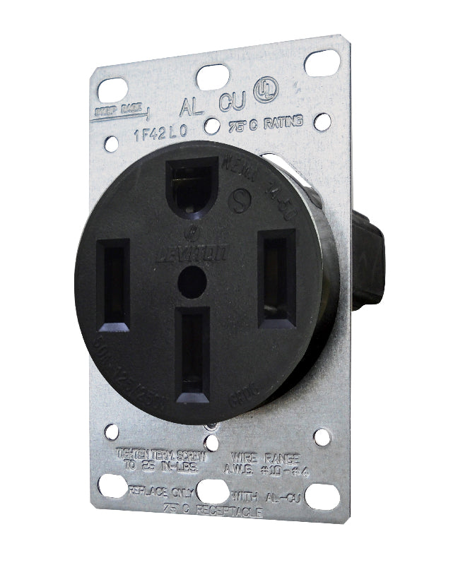 Valterra Receptacle, 2 Pole/3 Wire, 50 amp/125 V Or 240 V AC Power, Black - DG50VP