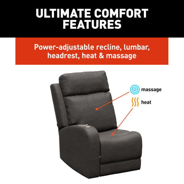 Lippert Chair, Seismic Theater Series, 27-1/2 in Width x 38 in Depth x 42 in Height Overall, 64 in Reclining Depth - 2024044200