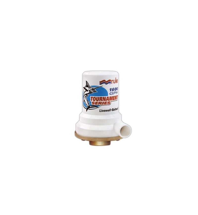Rule Livewell/Baitwell Pump, Tournament Series, 1600 gal Per Hour, 1 in NPT Inlet x 1-1/8 in Discharge - 209B