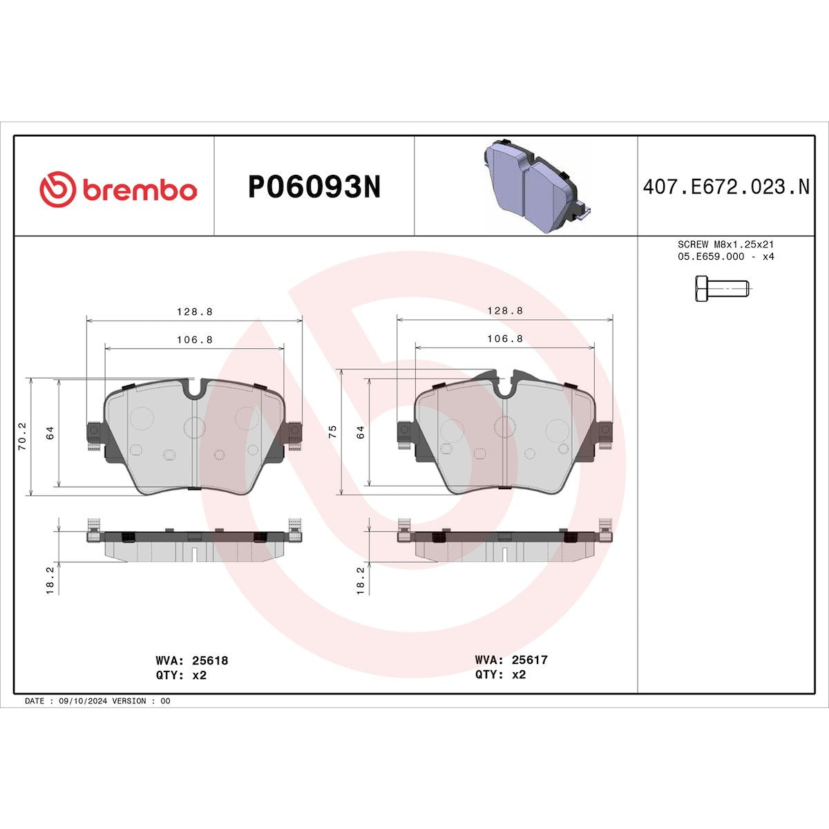 Brembo Brake Pads P06093N product image 5
