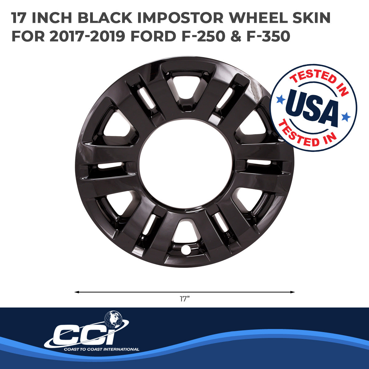 Coast2Coast Wheel Skin, 18 in, 6 Split Spokes, Gloss Black, Set Of 4 - IMP470BLK