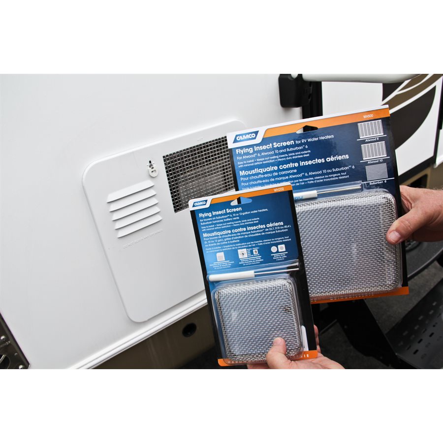 Camco Bug Screen - RV Appliance, 4-1/2 in Length x 4-1/2 in Width x 1-5/16 in Depth, Stainless Steel, Model WH200 - 42150