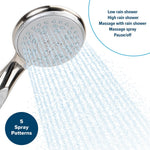 Camco Shower Head, Hand Held With 60 in Hose, With 5 Available Spray Settings, Fits Standard 1/2 in Shower Arm - 43713